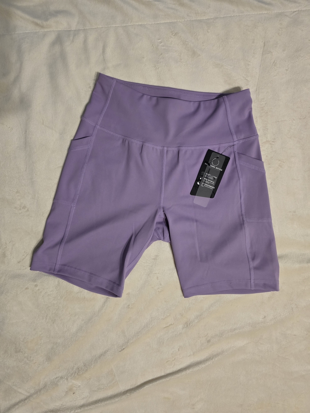 High-Rise Lavender Bike Shorts with Side Pockets — Women's Activewear